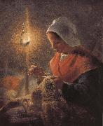 Jean Francois Millet Sewing under the light oil painting